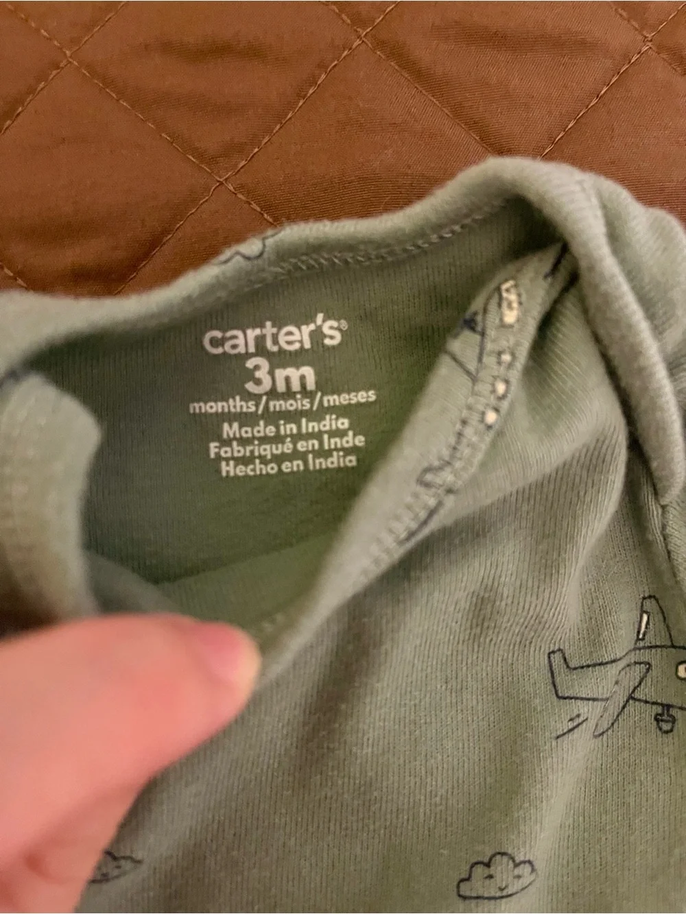 Carter's Baby One-Piece Bodysuits - Green, Gray, Cream - 3-Pack